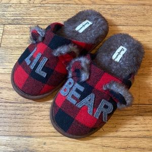 NWOT Dearfoams LIL BEAR Plaid Slippers - 13-1